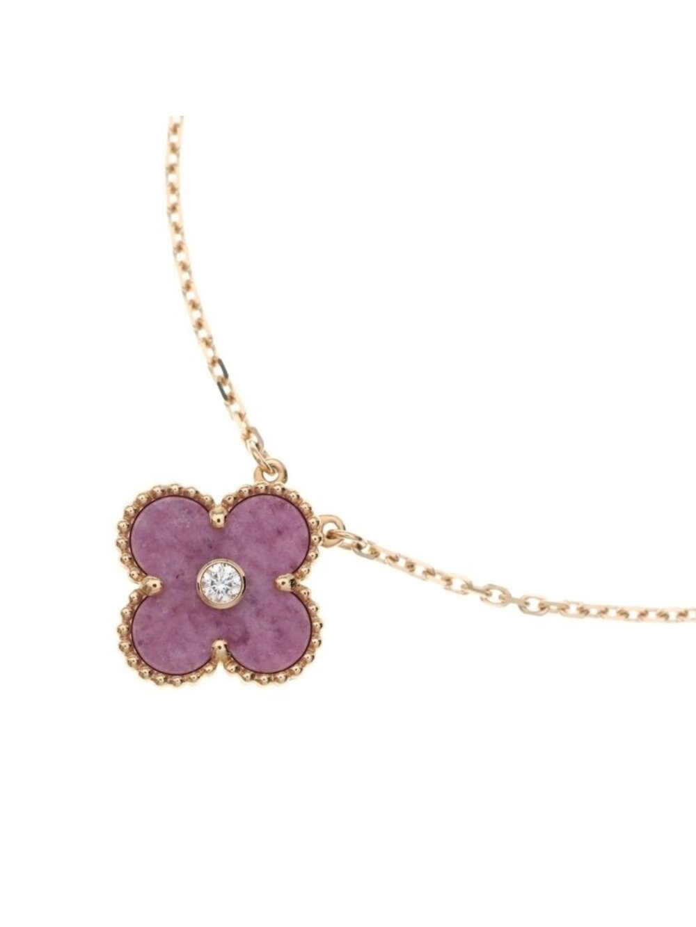 Van Cleef & Arpels Vintage Alhambra Sable Diamond Necklace Pink Gold